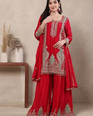 red embroidered suit  1