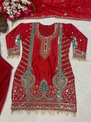 red embroidered suit  4