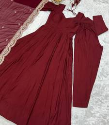 dark maroon floor-length anarkali suit