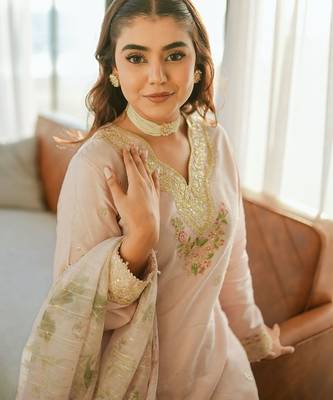 peach floral embroidered sharara set 3