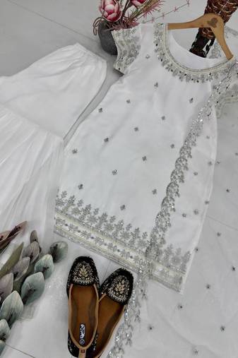 white sharara set