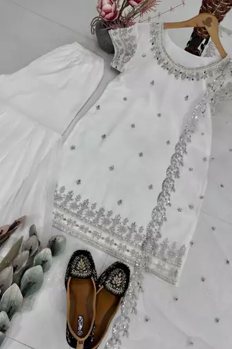 white sharara set