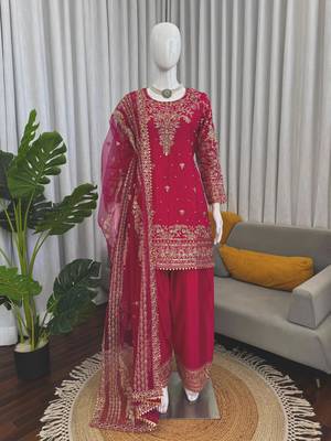 rani pink embroidered suit set 2