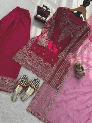 rani pink embroidered suit set 3