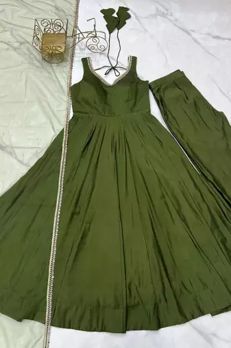 green festive anarkali suit