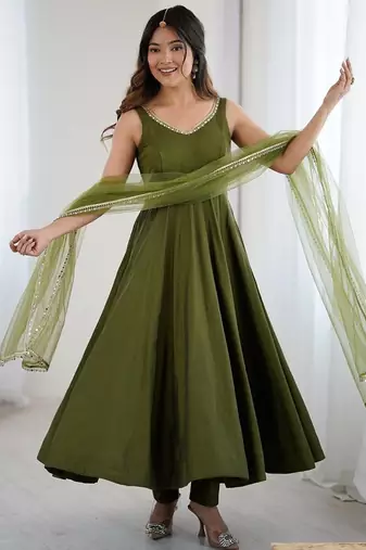 green festive anarkali suit