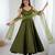 Green festive anarkali suit with mirror detailing