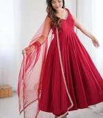 Red embroidered anarkali set for special occasions