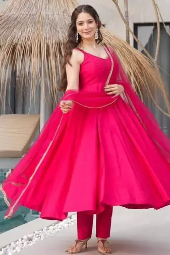 radiant rani pink flared anarkali
