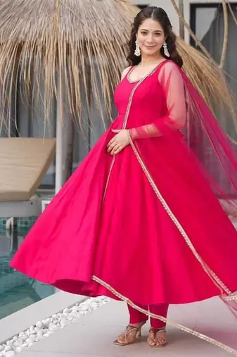 radiant rani pink flared anarkali