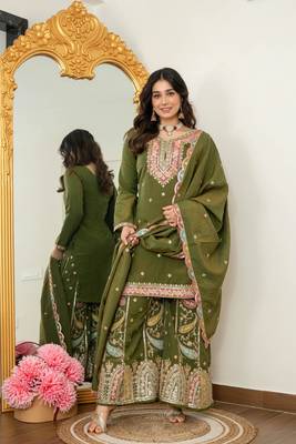 silk blend gharara embroidered set  1