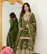 Silk blend gharara set with heavy embroidery