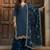 Blue embroidered sharara suit with mirror accents