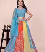 Eilara Women's Multicolor panelled festive lehenga
