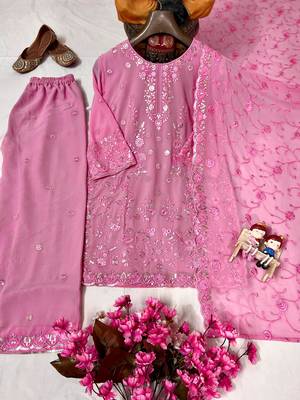 pink embroidered salwar kameez set 2