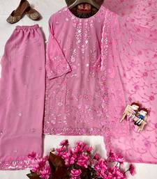 Pink embroidered salwar kameez set