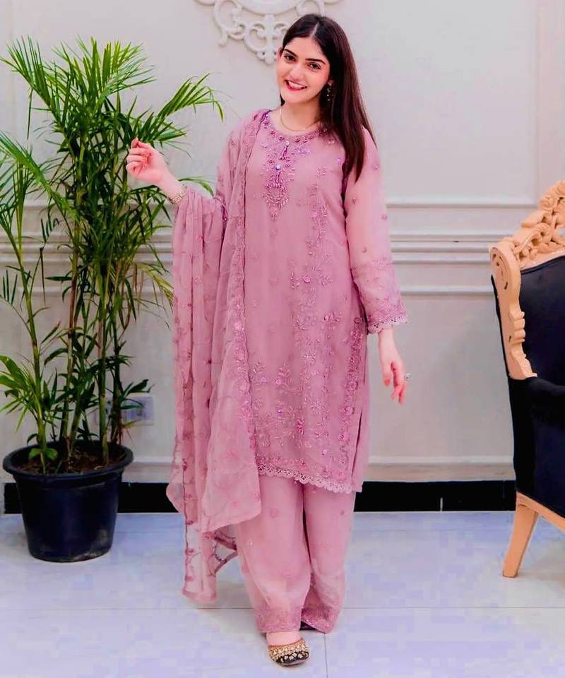 Pink embroidered salwar kameez set