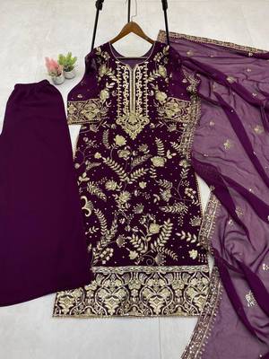plum purple heavy embroidered pakistani suit 2
