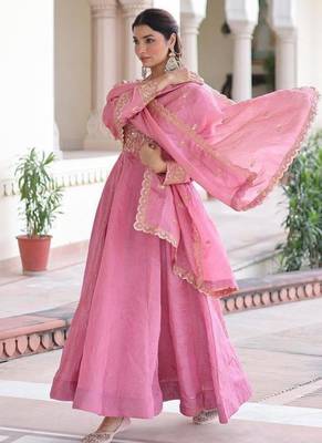 pink silk palazzo suit  2