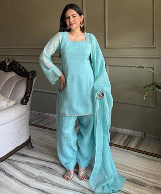 sky blue shimmer patiala salwar suit 1