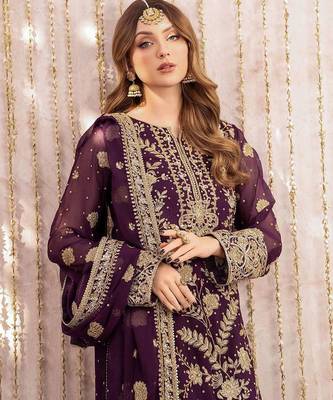 plum purple heavy embroidered pakistani suit 4