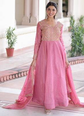 pink silk palazzo suit  3