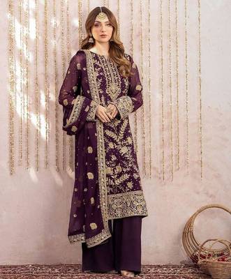 plum purple heavy embroidered pakistani suit 1