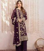 Plum purple heavy embroidered organza pakistani suit