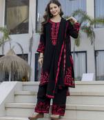 Designer black sharara set with intricate silver sequin embroidery