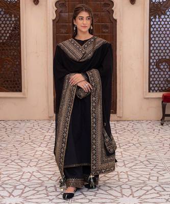 opulent midnight black straight-cut suit  1