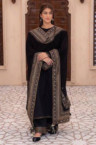 opulent midnight black straight-cut suit 