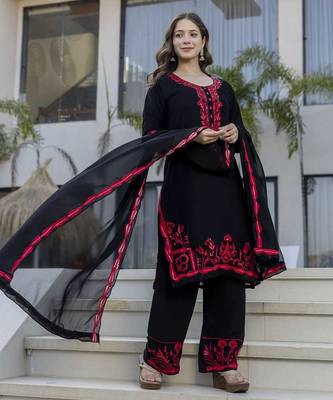 designer black sharara embroidered set 4