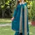 stunning teal blue crepe silk straight-cut suit 