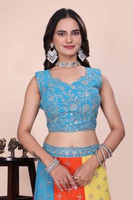 Eilara Women's Multicolor panelled festive lehenga 4