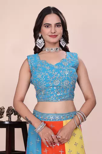 Eilara Women's Multicolor panelled festive lehenga