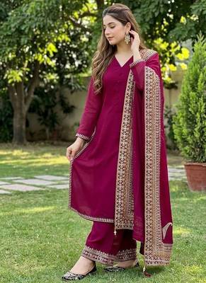 deep plum purple crepe straight-cut suit  1