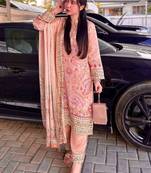 soft peach floral print kurta set 