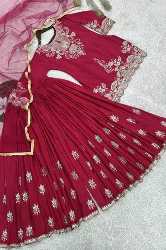 luxurious magenta silk gharara set