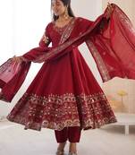 deep plum purple crepe anarkali set 