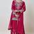 Luxurious magenta silk gharara set with traditional silver zari embroidery