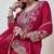 Luxurious magenta silk gharara set with traditional silver zari embroidery