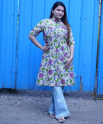 off white a_line band collar kurti 2