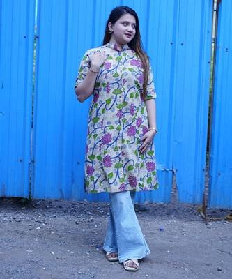 off white a_line band collar kurti 3