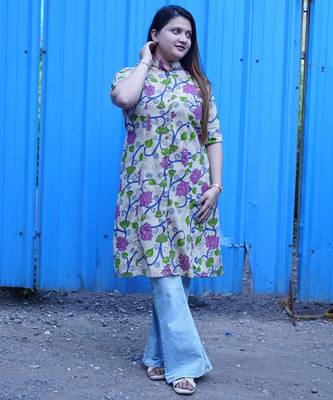 off white a_line band collar kurti 4