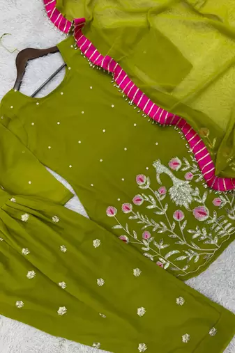 moss green patiala salwar suit