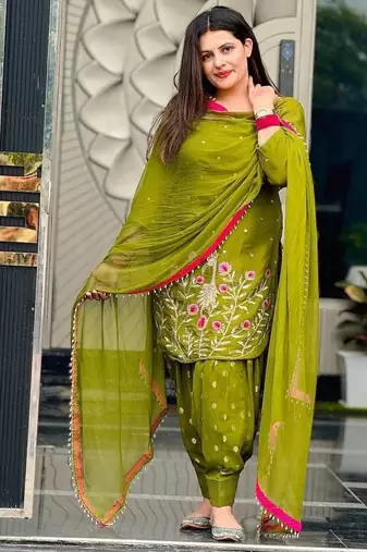 moss green patiala salwar suit
