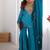 Majestic teal blue silk sharara set with scalloped embroidery details