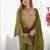 Earthy olive green silk gharara set with traditional zardosi work