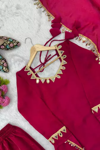 vibrant fuchsia pink crepe salwar suit 