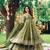 Olive green silk anarkali suit with sequin borders and matching dupatta